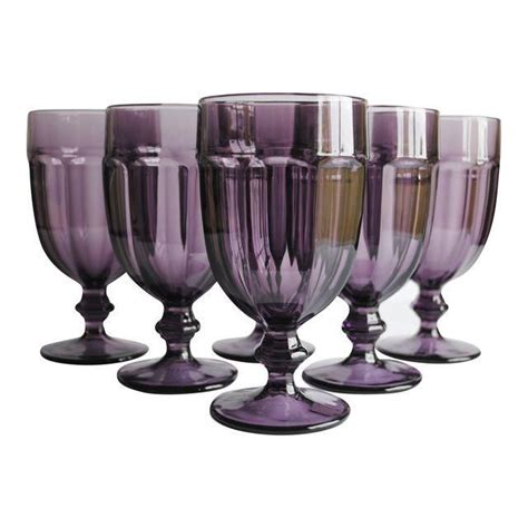Image Of Vintage Purple Glasses Set Of 6 Purple Wine Glasses Glassware Purple Wine