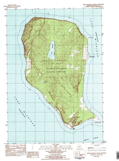 North Manitou Island Topographic Map 125000 Scale Michigan