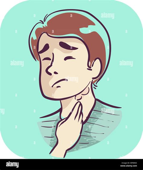 Illustration Of A Teenage Guy Touching And Feeling Painful And Swollen