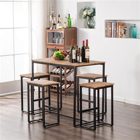 Bar stool height games table designs. Zimtown 5-Piece Dining Table Set, Bar Pub Table Set ...