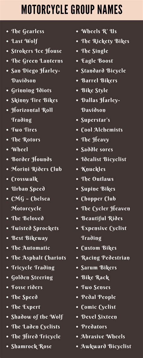 400 Cool Motorcycle Group Names Ideas And Suggestions
