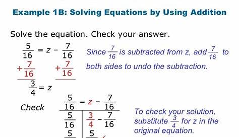 solving equations with addition and subtraction worksheets