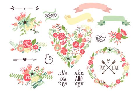 Free for commercial use no attribution required high quality images. Wedding Floral clipart, Wreath heart ~ Illustrations on ...