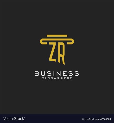 Zr Initial Logo With Simple Pillar Style Design Vector Image