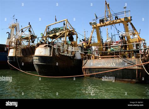 Commercial Fishing Fleet Boats Berthed In The Port Of Cape Town South