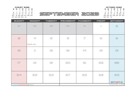 September Calendar Printable With Coloring On Weekend Horizontal Vrogue
