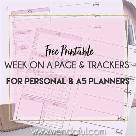 Free Planner Inserts Week On A Page With Trackers Free Planner