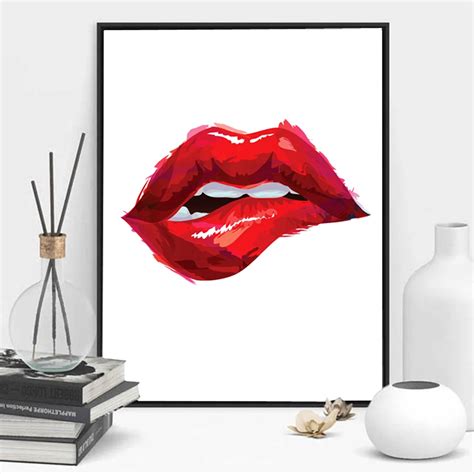 Simple Sexy Red Lips Prints Hd Image Canvas Painting Wall Art For Living Room Home Decor No