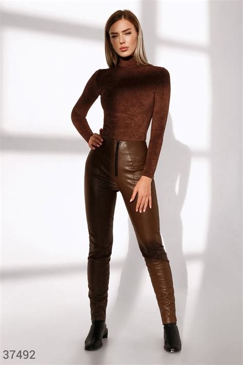 Brown Leather Pants For Women Faux Leather Pants Women Vegan Etsy