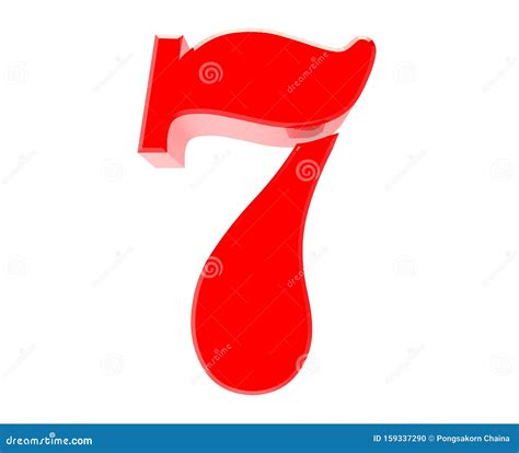 3d Red Number 7 On White Background 3d Rendering Stock Illustration