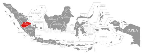 Jambi Red Highlighted In Map Of Indonesia Stock Illustration