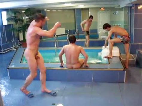 Shower Lads Guys Horsing Around Naked In Sauna