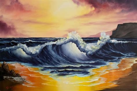 Bob Ross Ocean Sunset Paintings Oil Painting Gallery Artwork Painting