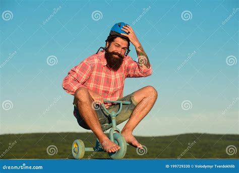 Funny Bike Guy Riding A Childs Tricycle Stock Photo Image Of