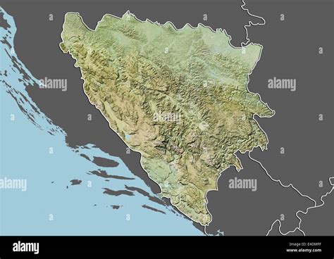Bosnia And Herzegovina Relief Map With Border And Mask Stock Photo Alamy