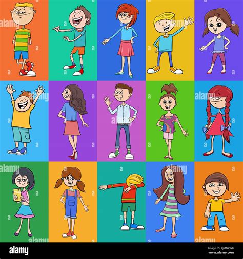 Pattern Or Background Design With Cartoon Children Characters Stock