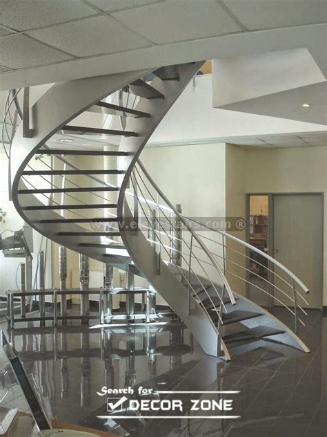 Curved stairs have tapered treads, and can be difficult to use. Metal spiral staircase designs and tips for installation