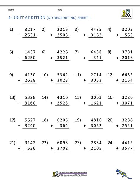 4 digit addition with regrouping worksheets worksheet hero