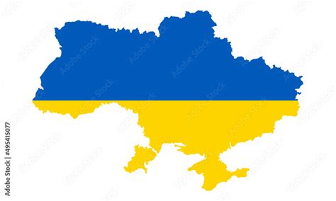 Ukraine Country On Blue Yellow Map Silhouette Icon State Territory