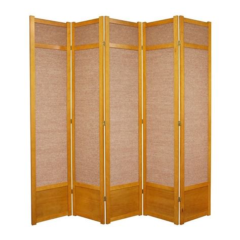 Oriental Furniture 5 Panel Honey Fabric Folding Indoor Privacy Screen