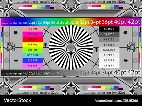 Adjusting Camera Lens Test Target Colour Chart Tv Vector Image