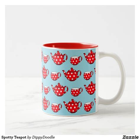 Spotty Teapot Two Tone Coffee Mug Red Teapot Cute Teapot Pewter
