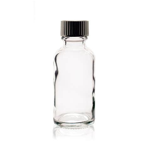 1 Oz 30ml Clear Boston Round Glass Bottle Wpoly Seal Cone Cap