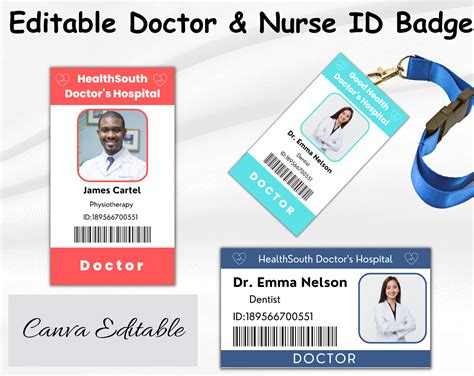 Doctor Id Badge Editable Hospital Staff Id Doctor Badge Id Instant