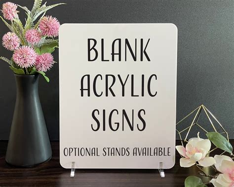 Blank Acrylic Table Sign With Optional Stands Blank Table Etsy Bar