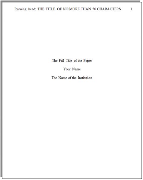 Title Page College Apa Format Paper Apa Format For Title Page And