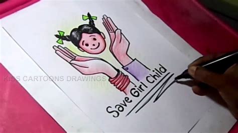 How To Draw Save Girl Child Poster Drawing Youtube
