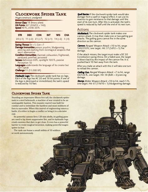 Clockwork Spider Tank Dnd Dragons Dungeons And Dragons Homebrew