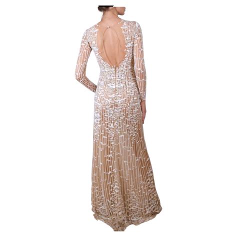 Zuhair Murad Nude Embellished Tulle Evening Gown Look At StDibs