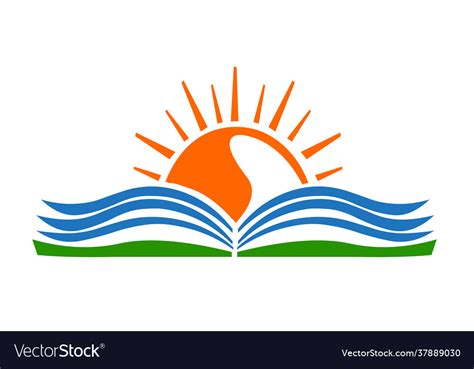 Open Book And Sun Education Logo Icon Royalty Free Vector