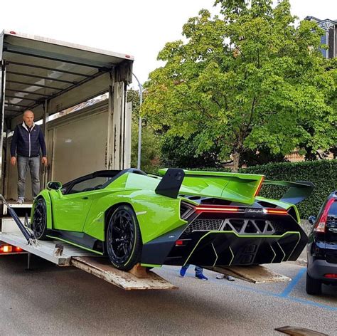 Lamborghini Veneno Roadster Painted In Verde Miura W Exposed Carbon