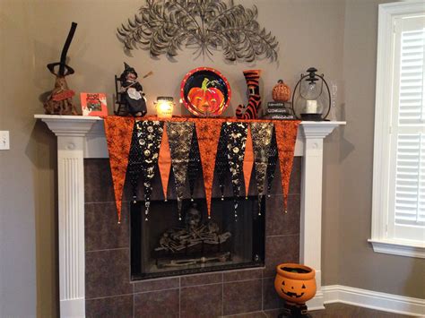 I Decorated My Fireplace For Halloween Mantel Scarf From Grandin Road