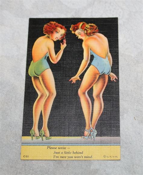 Vintage Pin Up Girl Risque Postcards 1940s Original Art Etsy