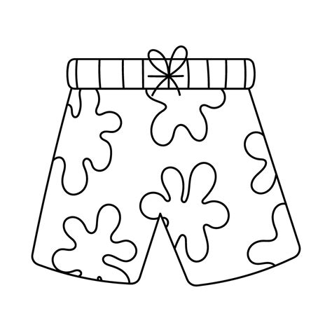 Swimming Trunks For Men Doodle Simple Clipart All Objects Are