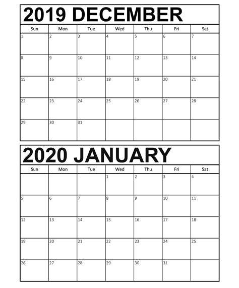 Take Free Printable Calendar January Through December 2020 Calendar
