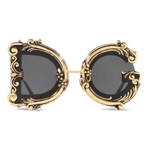 Virtual try on · money back guarantee · reward points Dolce & Gabbana - Devotion Sunglasses - Black & Gold ...