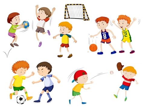 Niños Jugando Diferentes Deportes Ilustración Vector Gratis