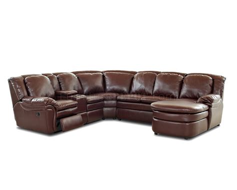 Burgundy Bonded Leather Reclining Sectional Wconsole Unit