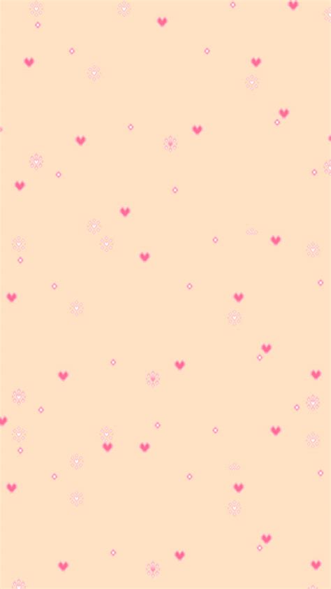 Download Peach Background Pink Hearts Wallpaper