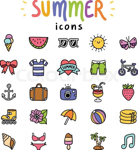 Summer Icons Stock Vector Colourbox