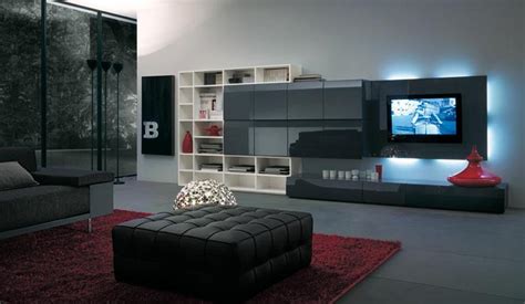 Modern Italian Lcd Black Wall Unit Design Ipc217 Lcd Tv Cabinet