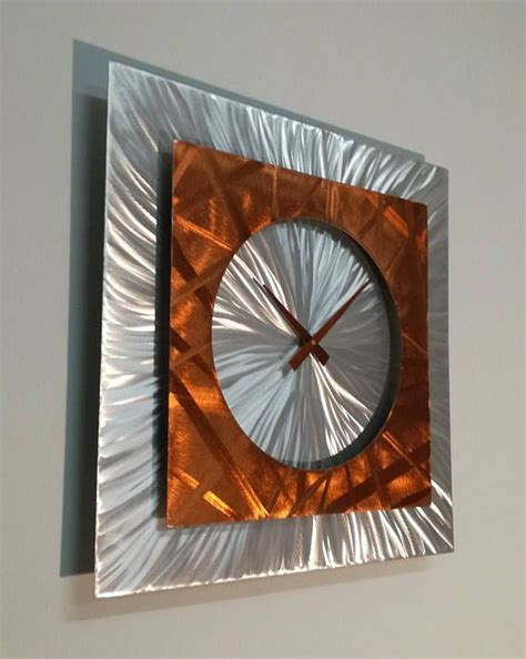 Silver Copper Modern Abstract Wall Clock Copper Metal Wall Etsy