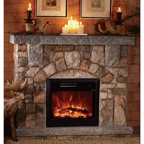 With a complete electric fireplace mantel package you'll be able to add the coziness of a real fireplace to any room in your house, condo or apartment! Product: Unifire Polystone Electric Fireplace with Mantel — 4400 BTU, Model# WF01512