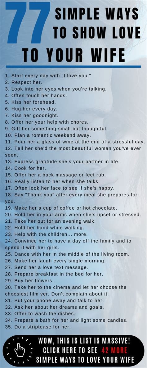 a poster with the words 77 simple ways to show love to your wife