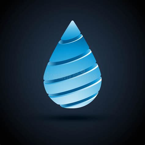 Abstract Blue Water Drop Logo Design With Shadow On Dark Background