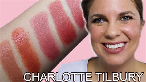 Charlotte Tilbury Lipstick Swatches Pillow Talk Mi Kiss Stoned Rose And More Youtube